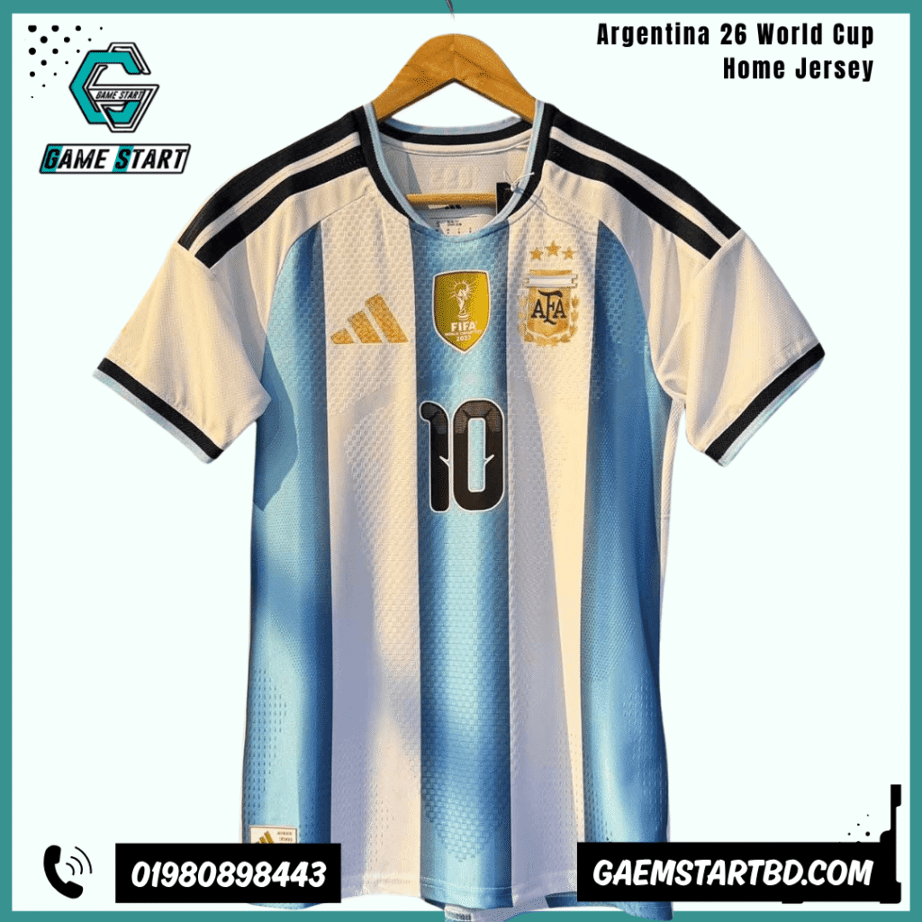 Argentina Home Kit World Cup 2026 Player Edition jersey with sky blue and white stripes premium football shirt